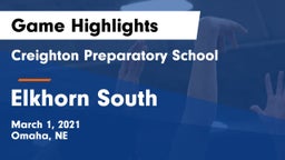 Creighton Preparatory School vs Elkhorn South  Game Highlights - March 1, 2021