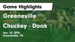 Greeneville  vs Chuckey - Doak  Game Highlights - Jan. 10, 2020