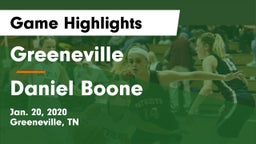 Greeneville  vs Daniel Boone  Game Highlights - Jan. 20, 2020