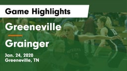 Greeneville  vs Grainger  Game Highlights - Jan. 24, 2020