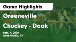 Greeneville  vs Chuckey - Doak  Game Highlights - Feb. 7, 2020