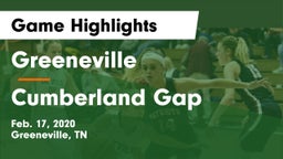Greeneville  vs Cumberland Gap  Game Highlights - Feb. 17, 2020