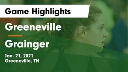 Greeneville  vs Grainger  Game Highlights - Jan. 21, 2021