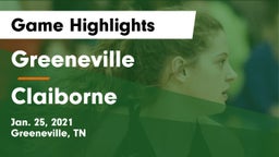 Greeneville  vs Claiborne  Game Highlights - Jan. 25, 2021