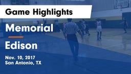 Memorial  vs Edison  Game Highlights - Nov. 10, 2017