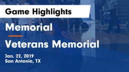 Memorial  vs Veterans Memorial Game Highlights - Jan. 22, 2019