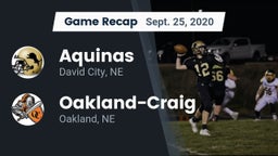 Recap: Aquinas  vs. Oakland-Craig  2020