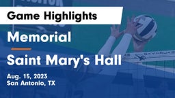 Memorial  vs Saint Mary's Hall  Game Highlights - Aug. 15, 2023