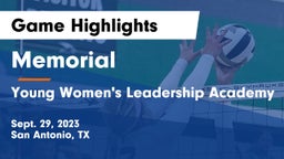 Memorial  vs Young Women's Leadership Academy Game Highlights - Sept. 29, 2023