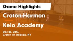 Croton-Harmon  vs Keio Academy Game Highlights - Dec 05, 2016