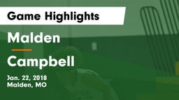 Malden  vs Campbell Game Highlights - Jan. 22, 2018