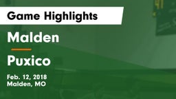 Malden  vs Puxico Game Highlights - Feb. 12, 2018