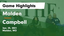 Malden  vs Campbell  Game Highlights - Jan. 25, 2021