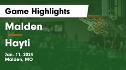 Malden  vs Hayti  Game Highlights - Jan. 11, 2024