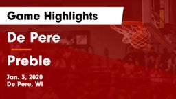 De Pere  vs Preble  Game Highlights - Jan. 3, 2020