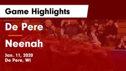 De Pere  vs Neenah  Game Highlights - Jan. 11, 2020