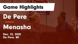 De Pere  vs Menasha  Game Highlights - Dec. 22, 2020