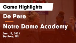 De Pere  vs Notre Dame Academy Game Highlights - Jan. 12, 2021