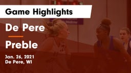 De Pere  vs Preble  Game Highlights - Jan. 26, 2021