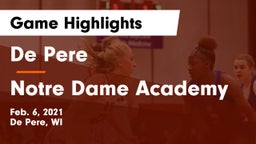 De Pere  vs Notre Dame Academy Game Highlights - Feb. 6, 2021