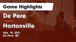 De Pere  vs Hortonville  Game Highlights - Feb. 18, 2021