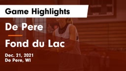 De Pere  vs Fond du Lac  Game Highlights - Dec. 21, 2021