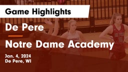 De Pere  vs Notre Dame Academy Game Highlights - Jan. 4, 2024