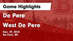 De Pere  vs West De Pere  Game Highlights - Dec. 29, 2018