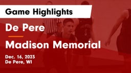 De Pere  vs Madison Memorial  Game Highlights - Dec. 16, 2023