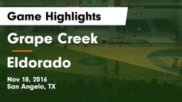 Grape Creek  vs Eldorado  Game Highlights - Nov 18, 2016