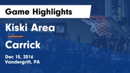 Kiski Area  vs Carrick  Game Highlights - Dec 15, 2016