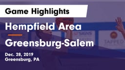 Hempfield Area  vs Greensburg-Salem  Game Highlights - Dec. 28, 2019