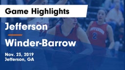 Jefferson  vs Winder-Barrow  Game Highlights - Nov. 23, 2019