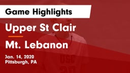 Upper St Clair vs Mt. Lebanon  Game Highlights - Jan. 14, 2020