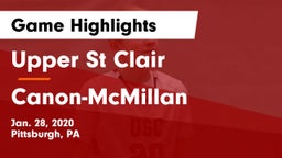 Upper St Clair vs Canon-McMillan  Game Highlights - Jan. 28, 2020