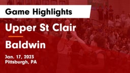 Upper St Clair vs Baldwin  Game Highlights - Jan. 17, 2023