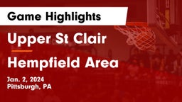 Upper St Clair vs Hempfield Area  Game Highlights - Jan. 2, 2024