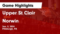 Upper St Clair vs Norwin  Game Highlights - Jan. 5, 2024