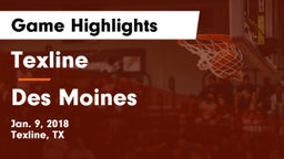 Texline  vs Des Moines Game Highlights - Jan. 9, 2018