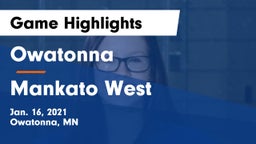 Owatonna  vs Mankato West  Game Highlights - Jan. 16, 2021