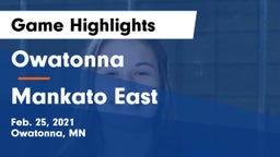 Owatonna  vs Mankato East  Game Highlights - Feb. 25, 2021