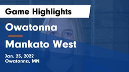 Owatonna  vs Mankato West  Game Highlights - Jan. 25, 2022