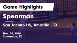 Spearman  vs San Jacinto HS, Amarillo , TX Game Highlights - Nov. 30, 2018