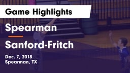 Spearman  vs Sanford-Fritch  Game Highlights - Dec. 7, 2018