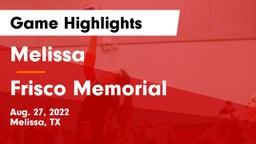 Melissa  vs Frisco Memorial  Game Highlights - Aug. 27, 2022