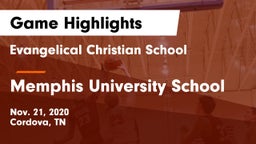 Evangelical Christian School vs Memphis University School Game Highlights - Nov. 21, 2020