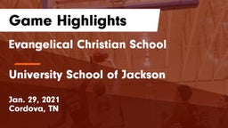 Evangelical Christian School vs University School of Jackson Game Highlights - Jan. 29, 2021