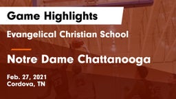 Evangelical Christian School vs Notre Dame Chattanooga Game Highlights - Feb. 27, 2021