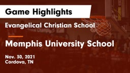 Evangelical Christian School vs Memphis University School Game Highlights - Nov. 30, 2021