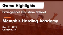 Evangelical Christian School vs Memphis Harding Academy Game Highlights - Dec. 11, 2021